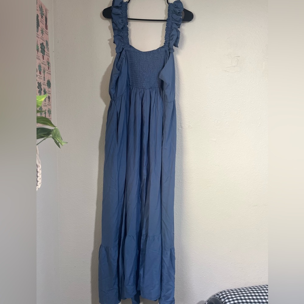 Torrid: Dusty Blue Maxi Dress with Ruffled Top - Picture 2 of 5